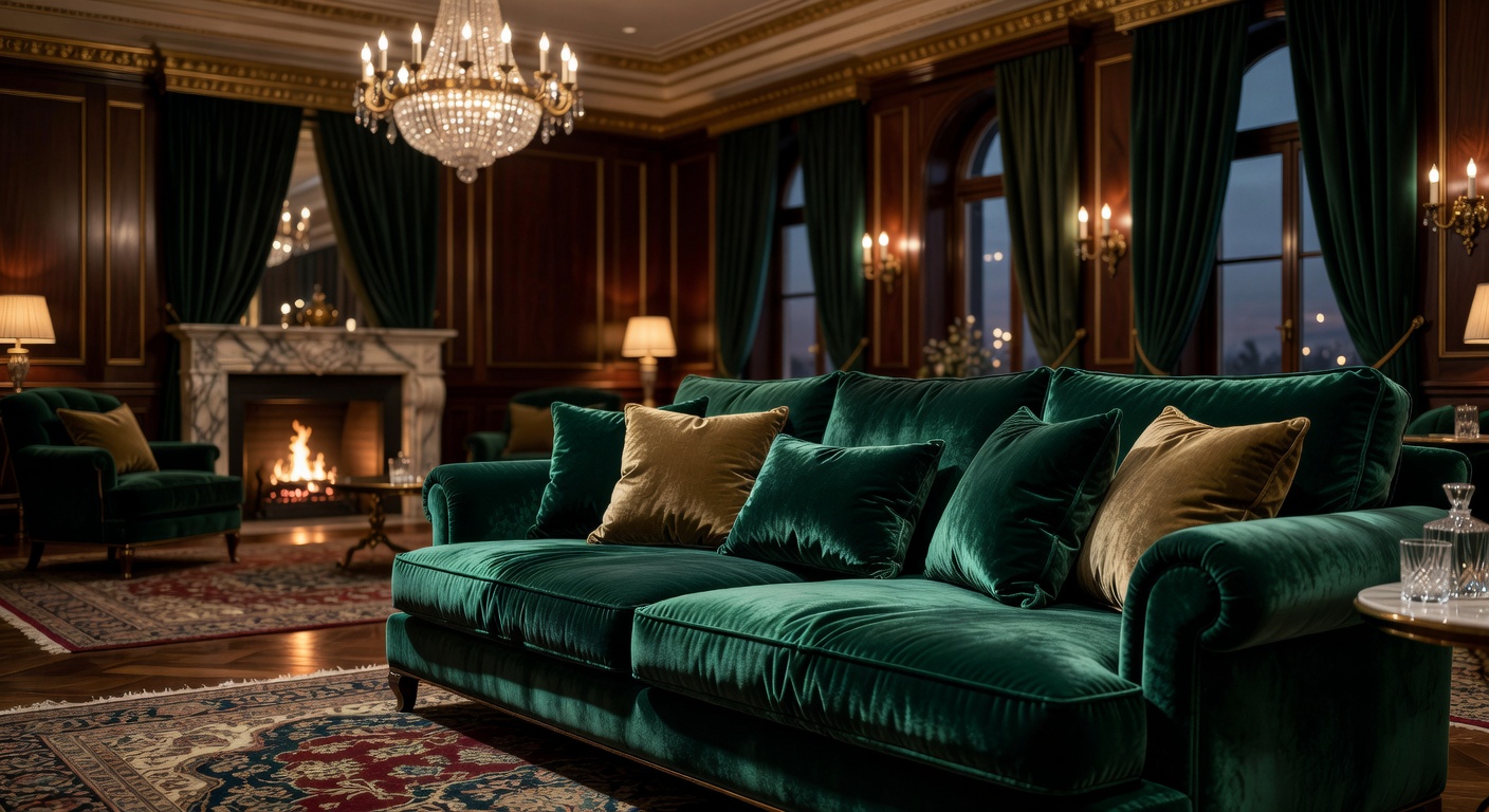 Sofá de terciopelo esmeralda – Colección Embia